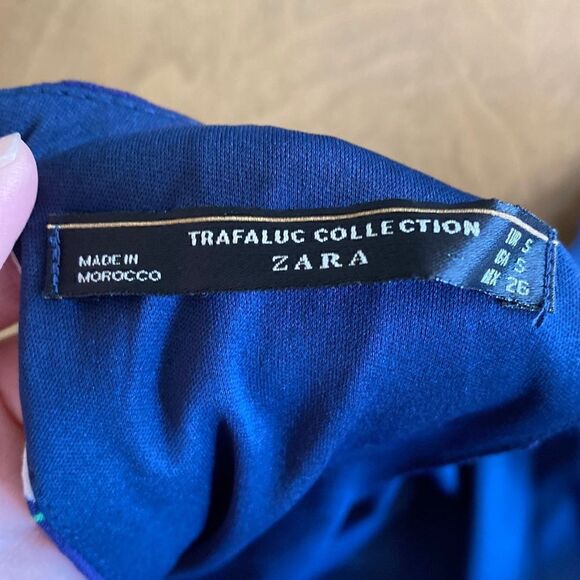 Zara Trafaluc Collection Navy Floral Thigh Split Shift Dress in Navy Size Small - Picture 10 of 16